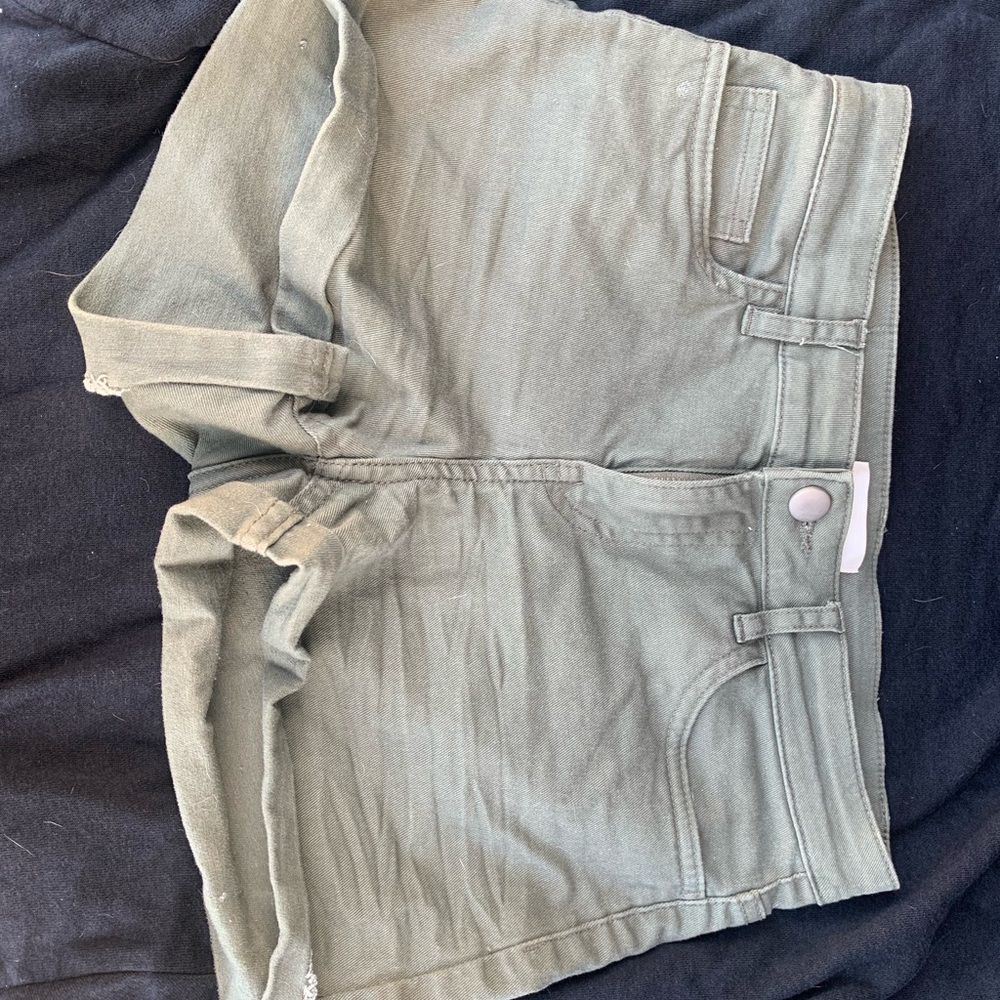 army green jean shorts. size 2